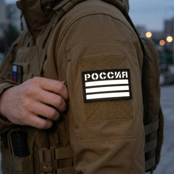 Military Patch Russian Flag – White Reflective