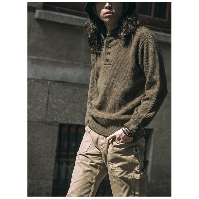 5 button military sweater US Army Black|Olive