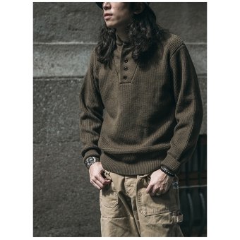 5 button military sweater US Army Black|Olive
