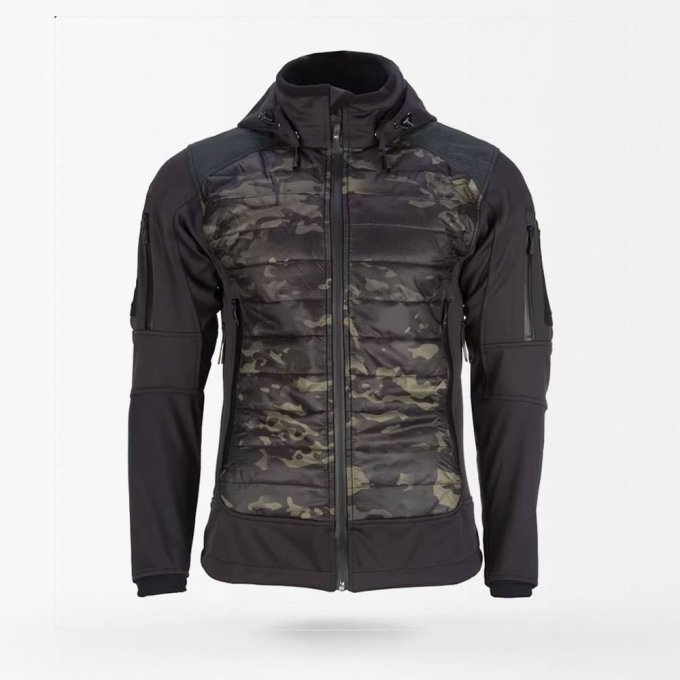 Black camo puffer jacket "Shadowstrike" S1