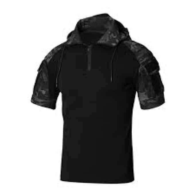Short sleeve camo combat shirt with hood "Prizrak"
