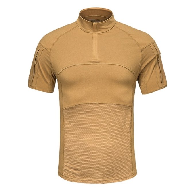 Short sleeve combat shirt 1 4 zip "Cooler" Desert Tan Coyote