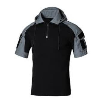 Short sleeve combat shirt with hood "Prizrak"