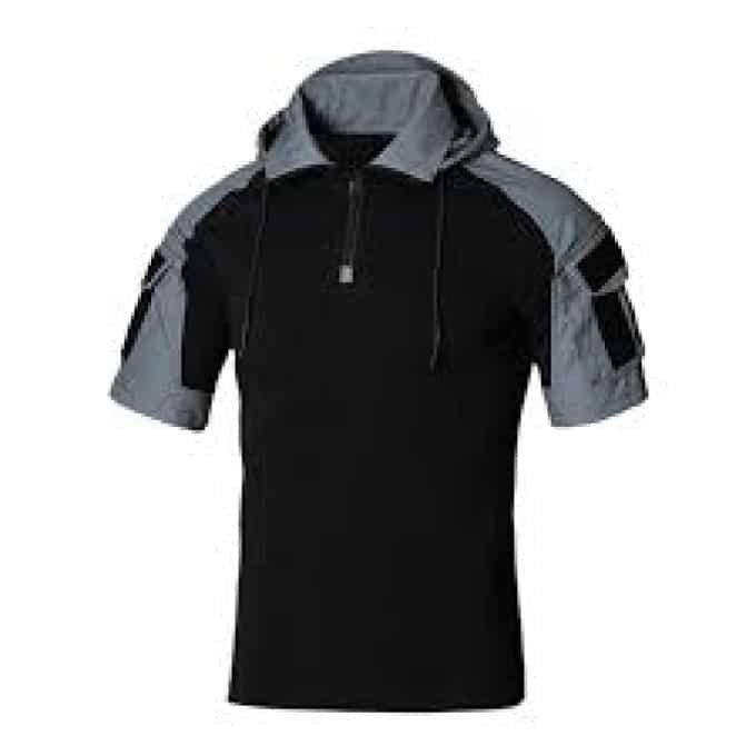 Short sleeve combat shirt with hood "Prizrak"