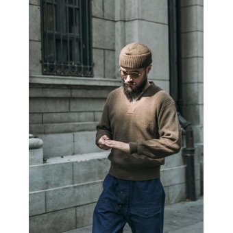 V neck military sweater