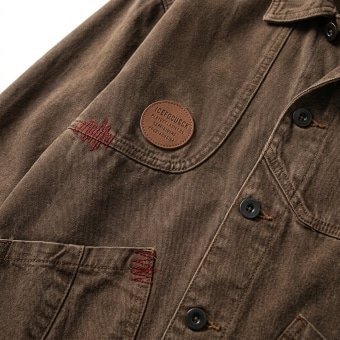 Brown denim military jacket