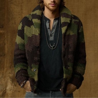 camo cardigan mens