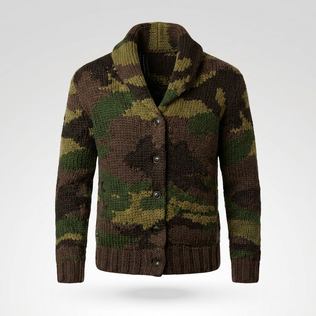 Camo cardigan mens “Waves” OG