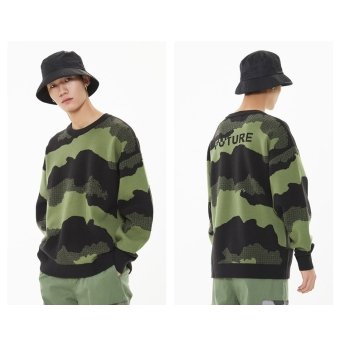 camo print sweater Y2K