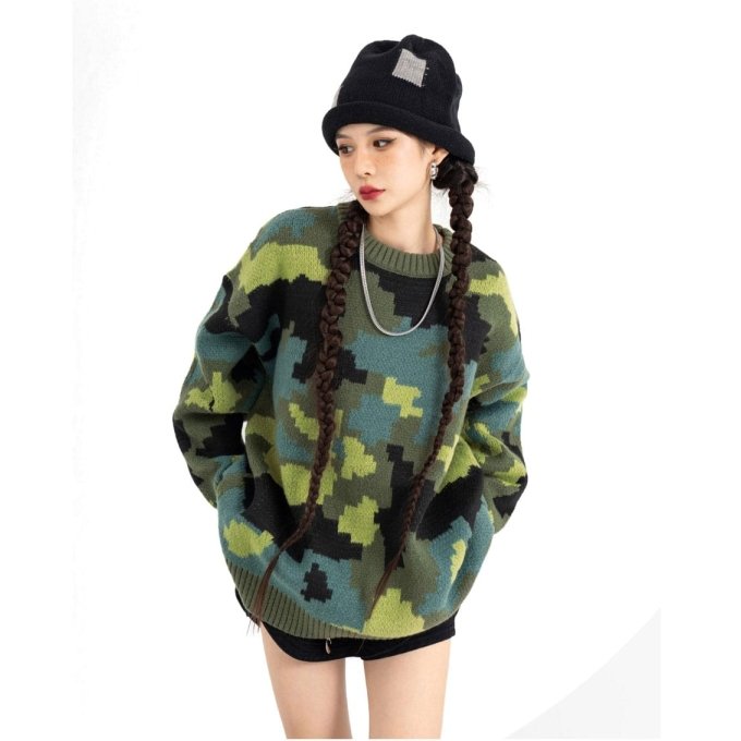 camo print sweater