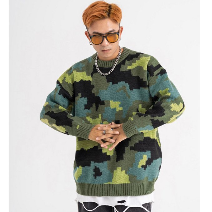 camo print sweater