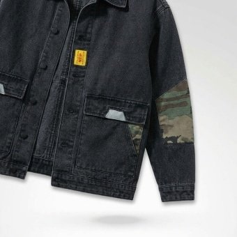 Dark denim military jacket