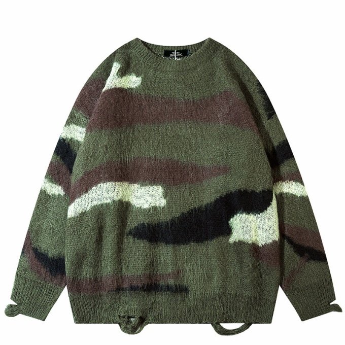 mens camo sweater "Spark" TN Olive