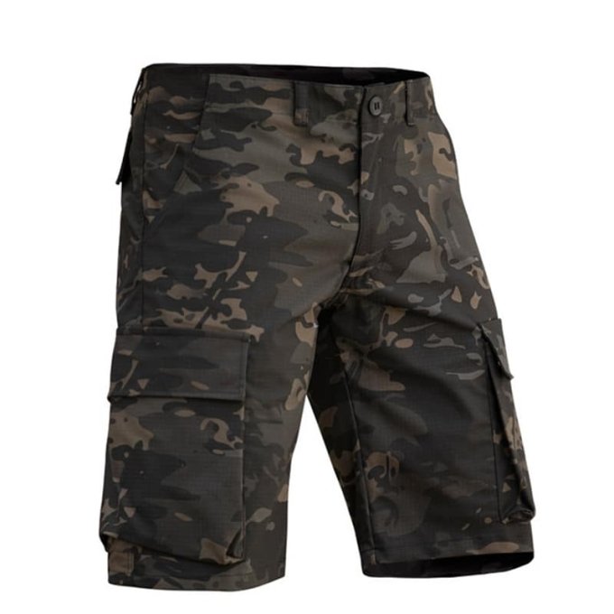 mens camouflage cargo shorts Multicam Black