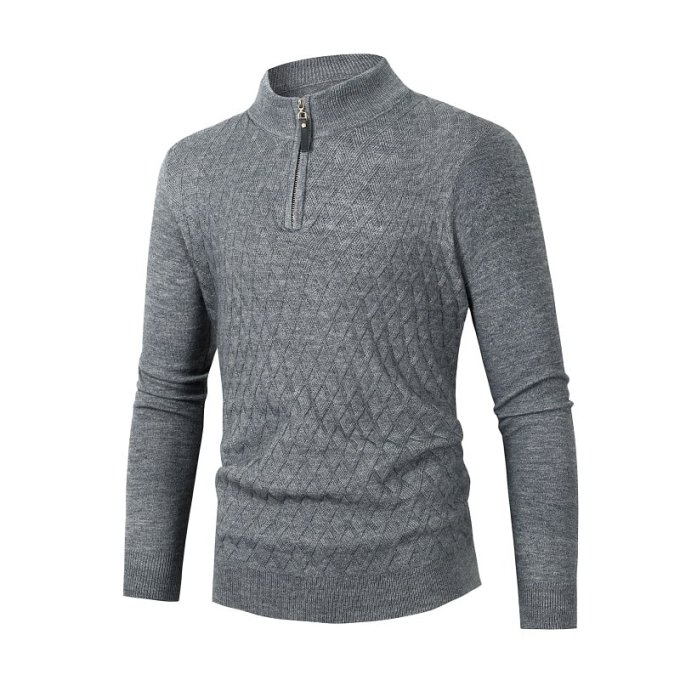 quarter zip military sweater Grey