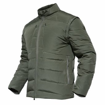 removable sleeve puffer jacket OD Green