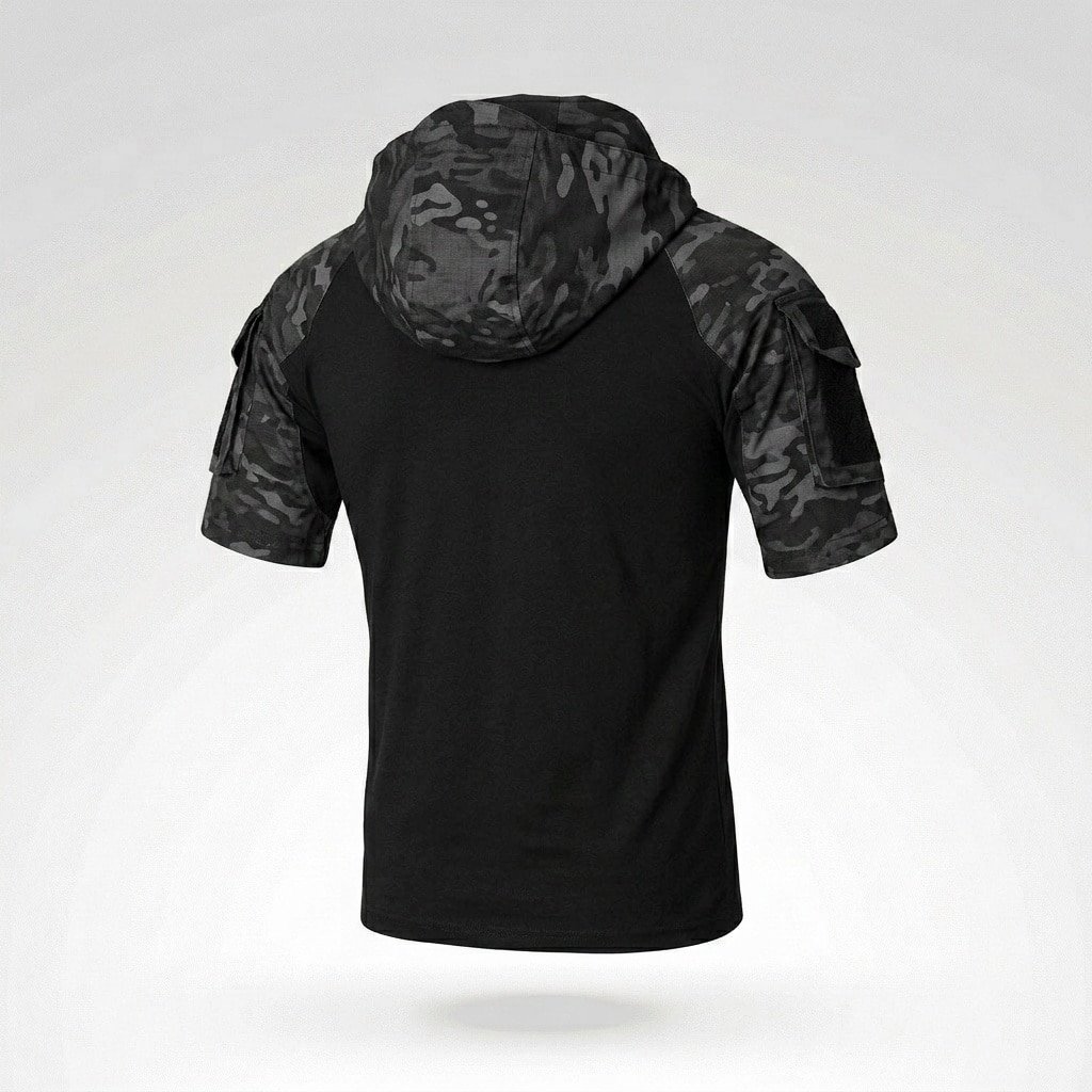 Short sleeve camo combat shirt with hood “Prizrak”