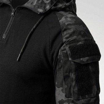 Short sleeve camo combat shirt with hood “Prizrak”