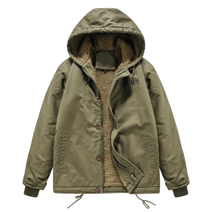 vintage hooded military jacket Olive