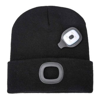 Beanie with flashlight Black