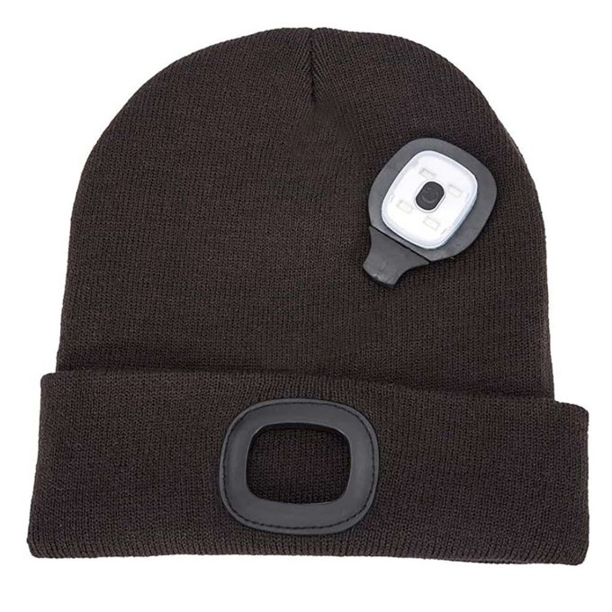 Beanie with flashlight Brown