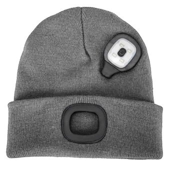 Beanie with flashlight Grey