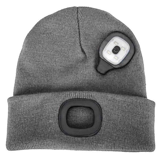 Beanie with flashlight Grey