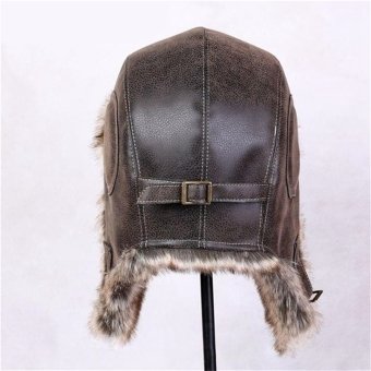 Brown leather ushanka