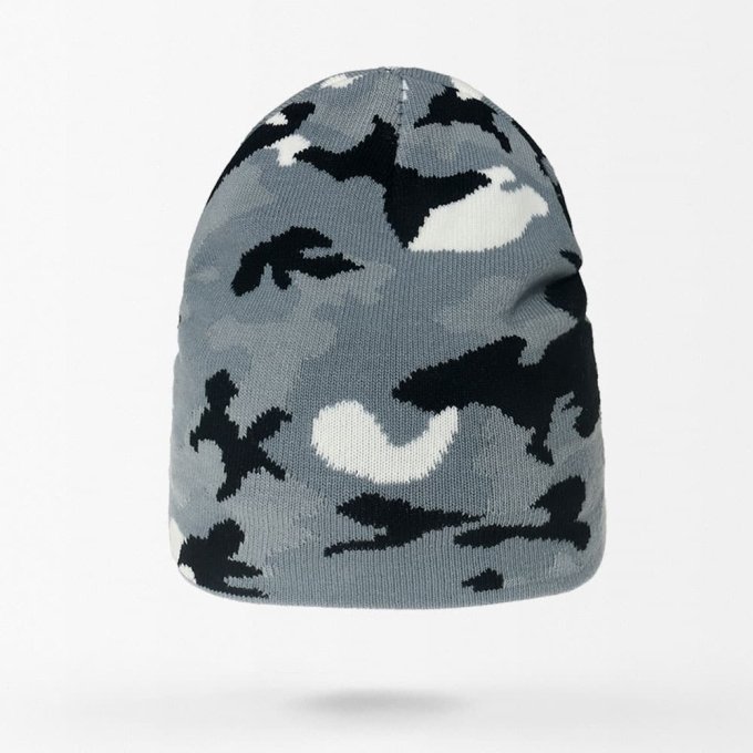 Grey camo knit beanie