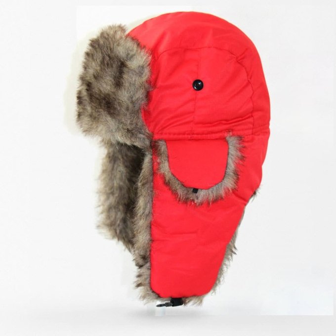 Red trapper hat