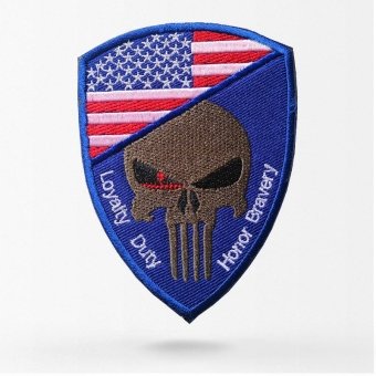 United states skull flag patch