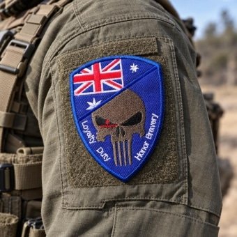 Australian flag skull patch