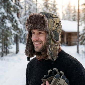 Camouflage trapper hat