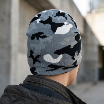 Grey camo knit beanie