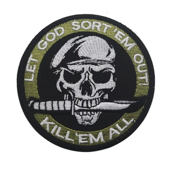 kill em all patch with skull Khaki