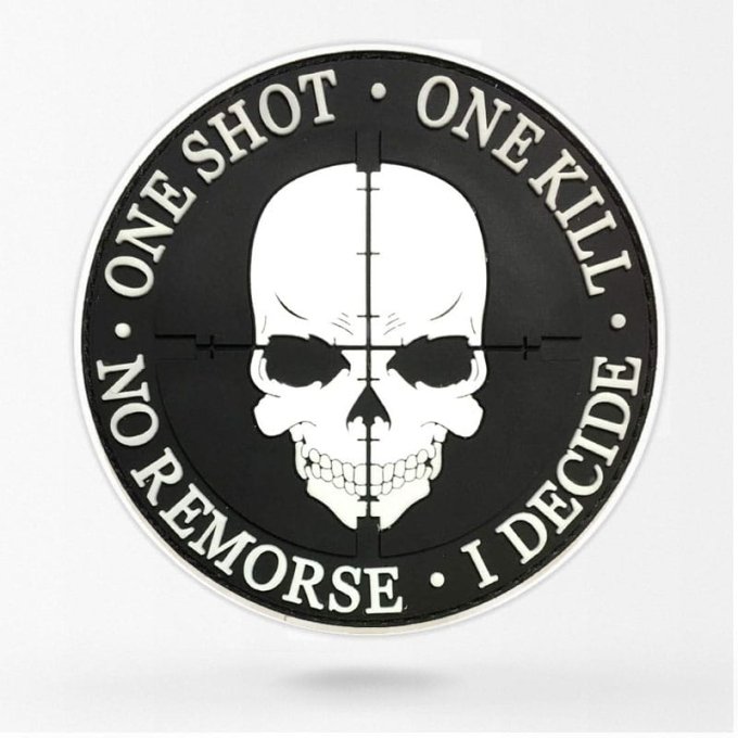 One shot one kill patch with skull White