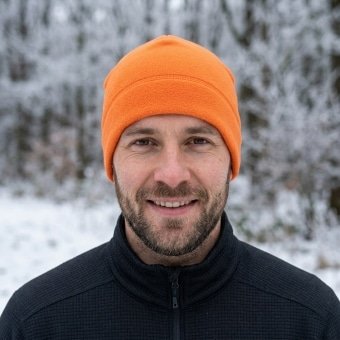 Orange fleece beanie