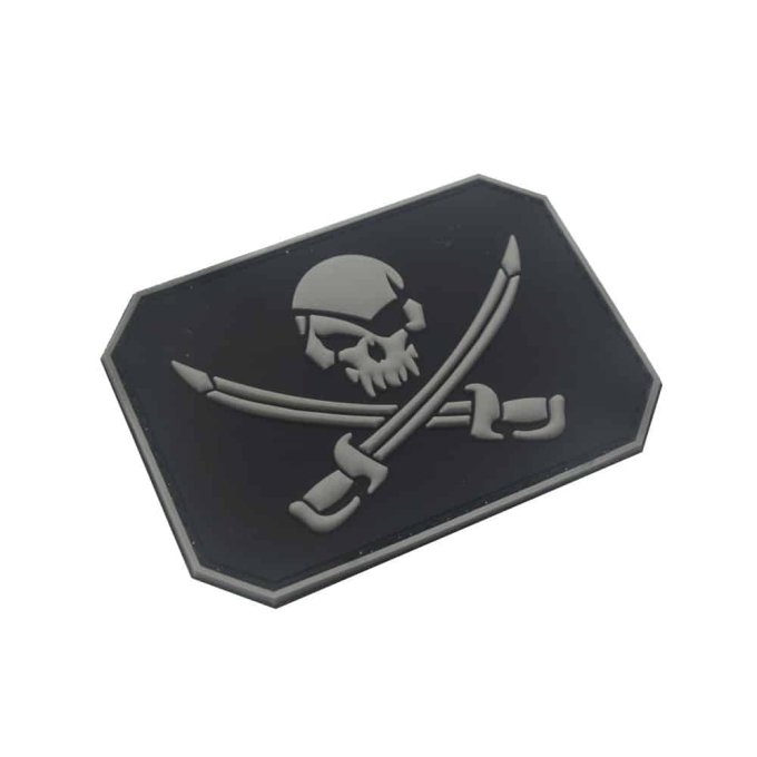 Pirate skull patch PVC Grey