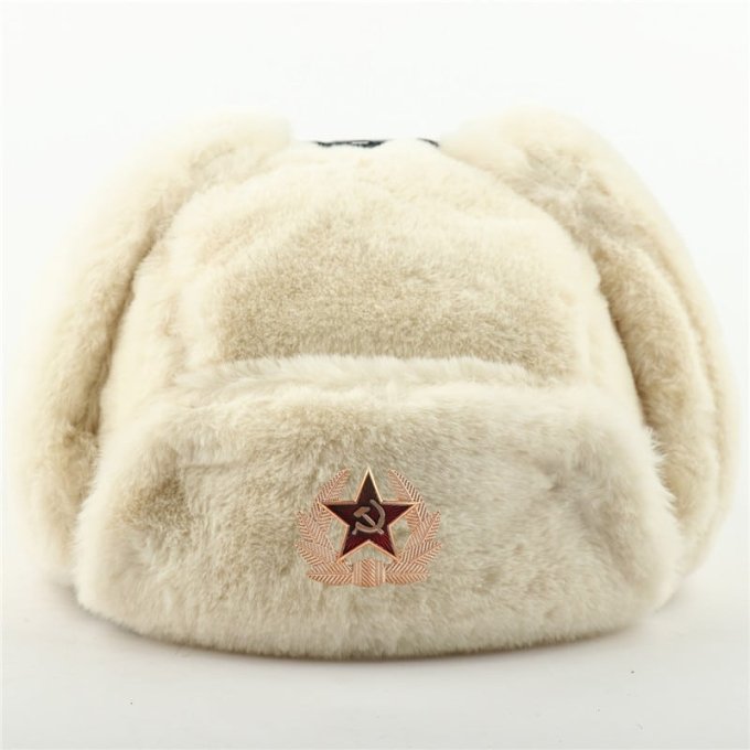 red army fur hat White
