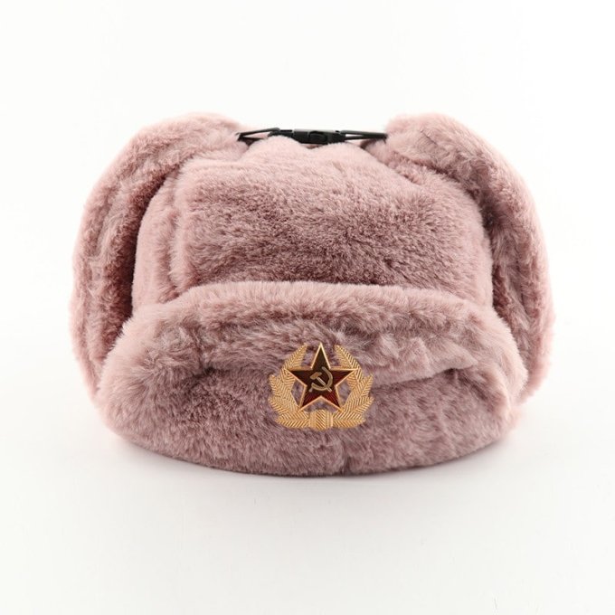 red army fur hat Pink