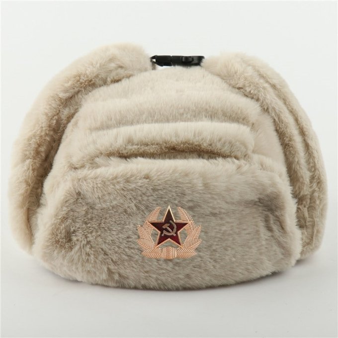 red army fur hat White