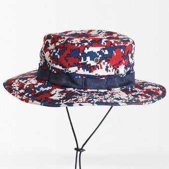 digital red camo boonie hat