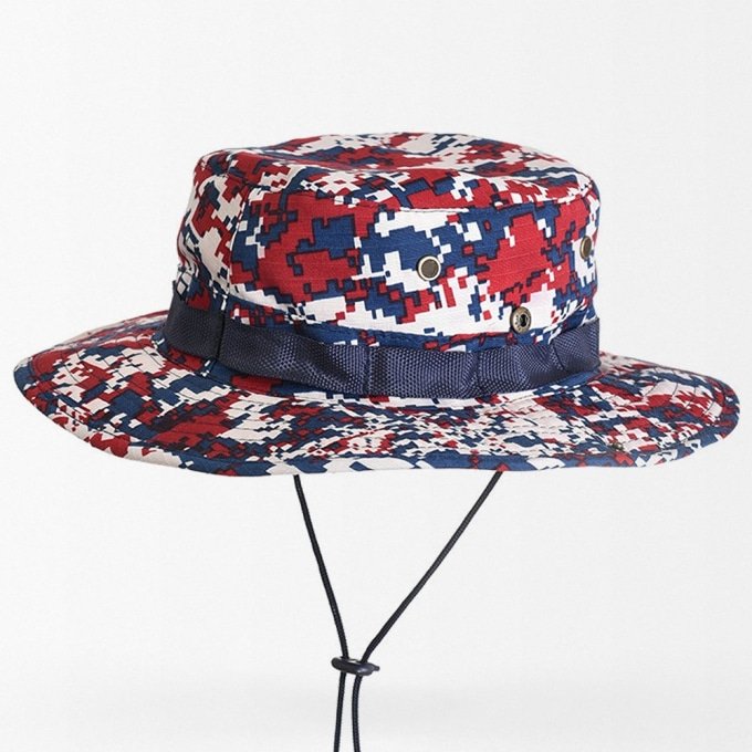 digital red camo boonie hat