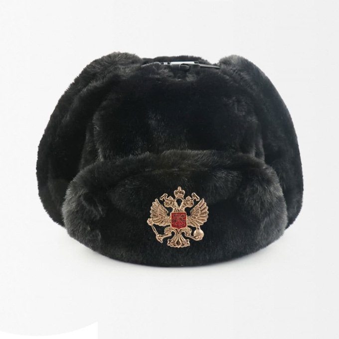 russian army fur hat Black