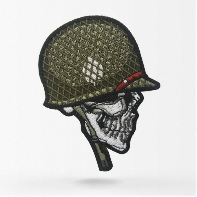 skull with helmet patch