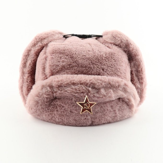 soviet fur hat Pink