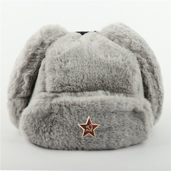 soviet fur hat Grey