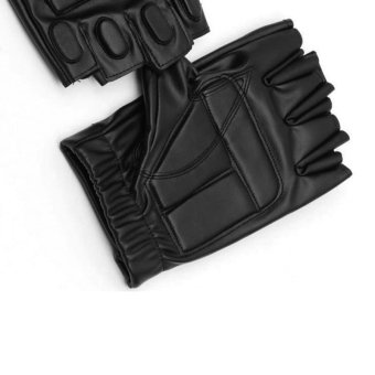 Fingerless military gloves leather