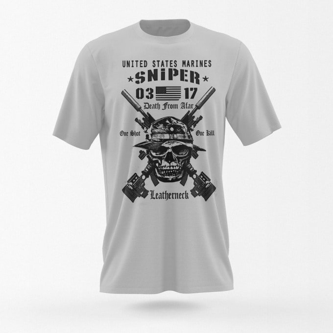 usmc sniper t shirt Grey