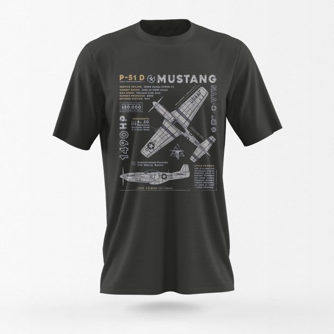 P-51-Mustang-T-Shirt-Vintage-Aviator-Style